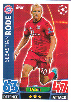 Sebastian Rode Bayern Munchen 2015/16 Topps Match Attax CL #170